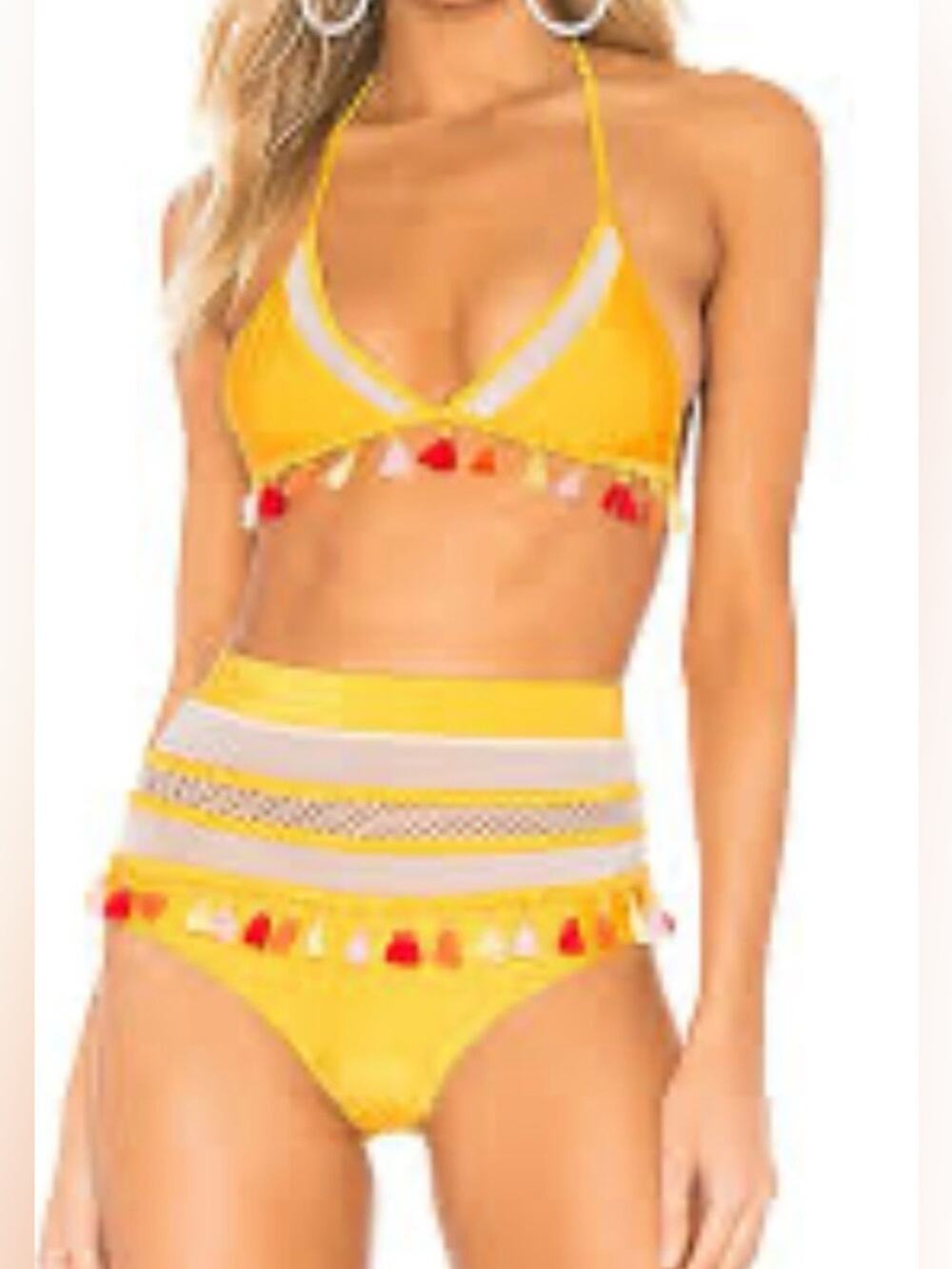Tularosa Revolve Frida top Ember Pom Pom bikini top size S bottoms size M